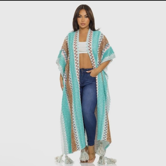 Boho Chic Chevron knit Kimono one size fit most - Picture 5 of 10